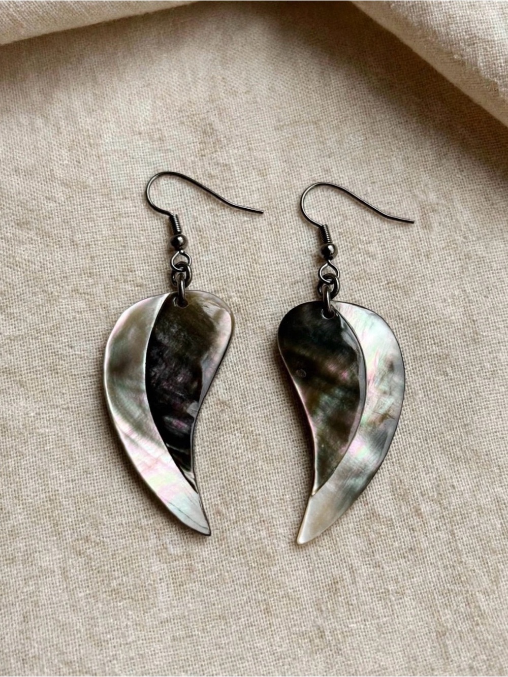 Two-Tone Black Lip Mother-of-Pearl Wing Earrings